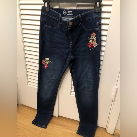 Wonder Nation Dark Blue Floral Embroidered Jeggings XL - Picture 1 of 4
